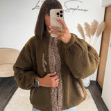 VESTE POLAIRE REVERSIBLE FLOWER KAKI