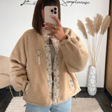 VESTE POLAIRE REVERSIBLE FLOWER BEIGE