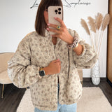 VESTE POLAIRE REVERSIBLE FLOWER BEIGE