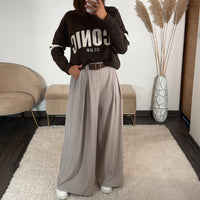 PANTALON TAUPE + CEINTURE OWEN