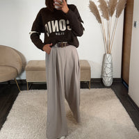 PANTALON TAUPE + CEINTURE OWEN