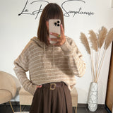 PULL RAYE A CAPUCHE BEIGE STAN