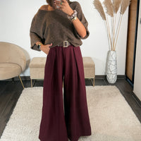 PANTALON BORDEAUX + CEINTURE OWEN