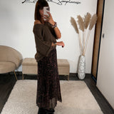 JUPE IMPRIME FAUVE CHOCO