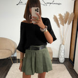 JUPE SHORT KAKI + CEINTURE