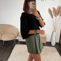 JUPE SHORT KAKI + CEINTURE