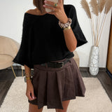 JUPE SHORT CHOCO + CEINTURE