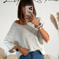 PULL OVERSIZE GRIS RHODA