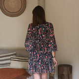 ROBE FLEURIE NOIR ET ROUGE COLINE