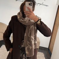 ECHARPE FLOWER AUTUMN TAUPE