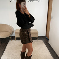 JUPE SHORT LEOPARD CHOCO