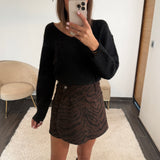 JUPE SHORT ZEBRE CHOCO