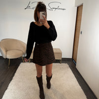 JUPE SHORT ZEBRE CHOCO