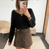 JUPE SHORT LEOPARD CHOCO