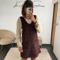 ROBE BORDEAUX À CARREAUX ARYA