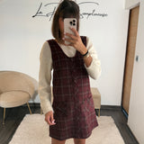 ROBE BORDEAUX À CARREAUX ARYA