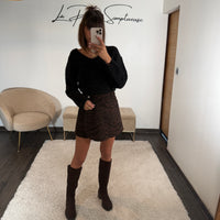 JUPE SHORT ZEBRE CHOCO