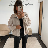 VESTE BEIGE VICHY