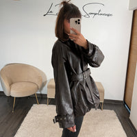 VESTE SIMILICUIRE CHOCO LEXIE