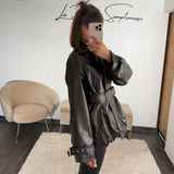 VESTE SIMILICUIRE CHOCO LEXIE
