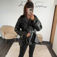 VESTE SIMILICUIRE NOIRE LEXIE