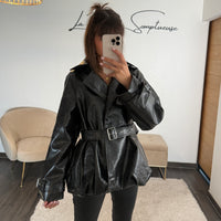 VESTE SIMILICUIRE NOIRE LEXIE
