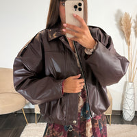 VESTE SIMILICUIRE BORDEAUX HAILEY