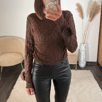 TOP DENTELLE FLOWER CHOCO