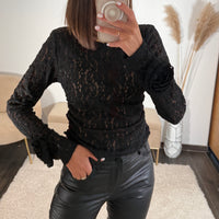 TOP DENTELLE FLOWER NOIR