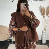 GILET SANS MANCHE MOUTON CHOCO