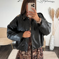 VESTE SIMILICUIRE NOIR HAILEY