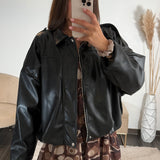 VESTE SIMILICUIRE NOIR HAILEY