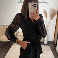 COMBINAISON NOIRE SEQUINS LAURE
