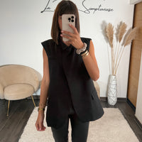 VESTE SANS MANCHE BLAZER NOIR NEO