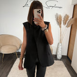 VESTE SANS MANCHE BLAZER NOIR NEO
