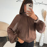 BLOUSE SATINE CHOCO LAURIE
