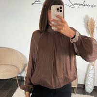 BLOUSE SATINE CHOCO LAURIE