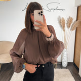 BLOUSE SATINE CHOCO LAURIE