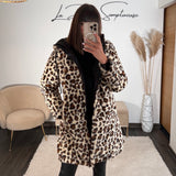 VESTE REVERSIBLE IMPERMEABLE LEOPARD NOIR