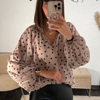BLOUSE BEIGE POIS NOIR JOSY