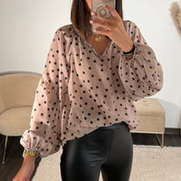 BLOUSE BEIGE POIS NOIR JOSY