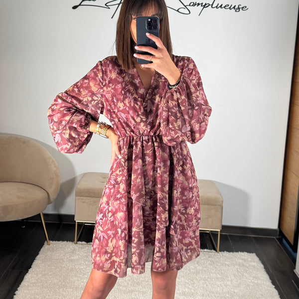 ROBE FLEURIE MAUVE CAPUCINE