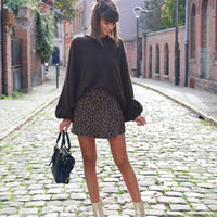 JUPE SHORT LEOPARD CHOCO