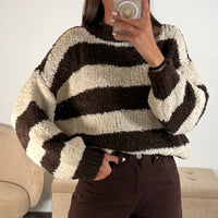 PULL CHOCO ET BEIGE LAINE ETHAN