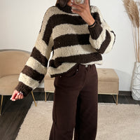 PULL CHOCO ET BEIGE LAINE ETHAN