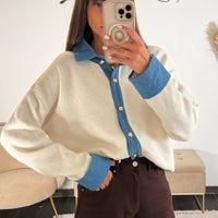 PULL BEIGE ET JEAN VIRGIL