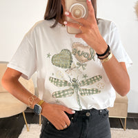 T-SHIRT BLANC LIBELLULE