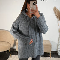 PULL A CAPUCHE GRIS FONCE SAMY
