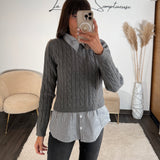 PULL CHEMISE GRIS GAEL