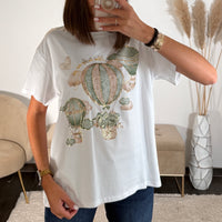 T-SHIRT BLANC MONTGOLFIERE